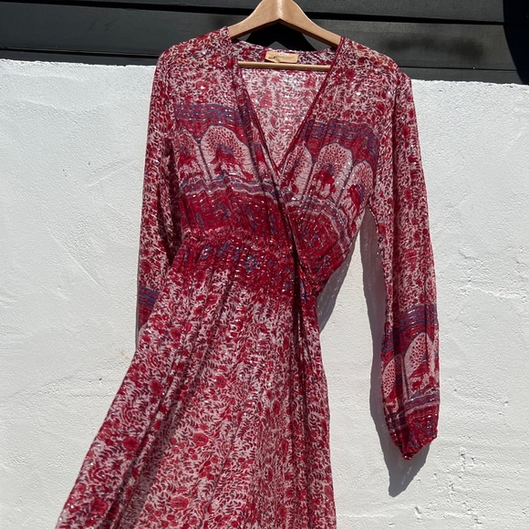 VTG Red Floral Long Sleeve Sheer Beach Coverup Jumpsuit - Picture 7 of 14